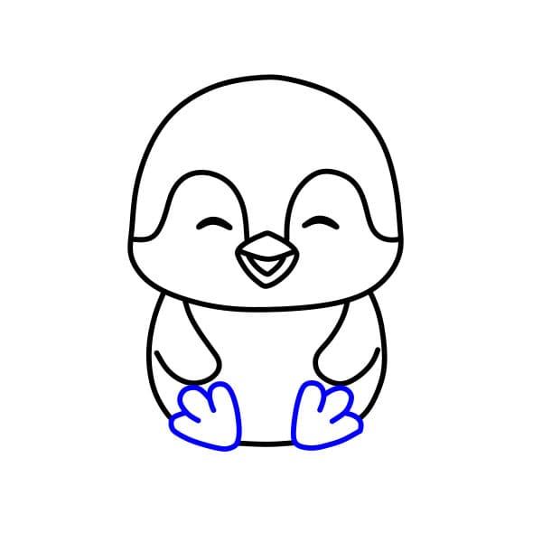 Hướng dẫn vẽ chim cánh cụt đang giải trí - Bước 7