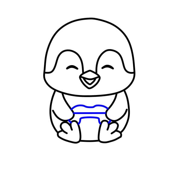 Hướng dẫn vẽ chim cánh cụt đang giải trí - Bước 8