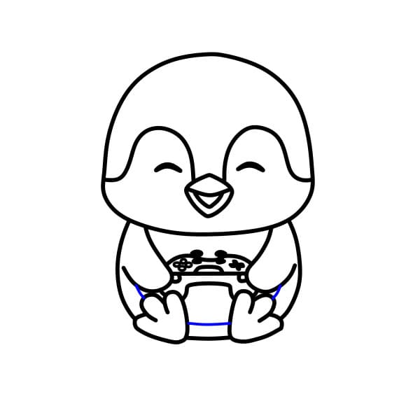 Hướng dẫn vẽ chim cánh cụt đang giải trí - Bước 9