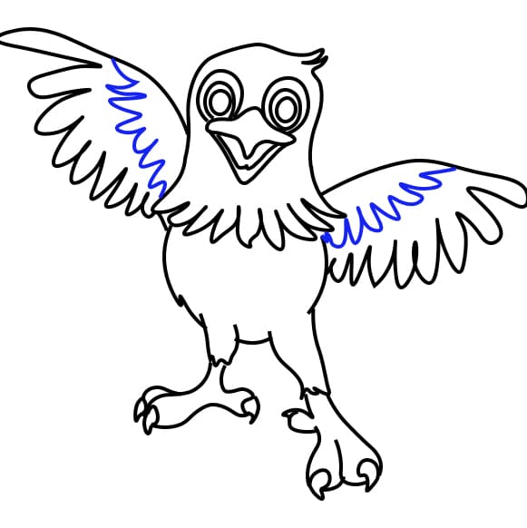 Hướng dẫn vẽ chim đại bàng dễ thương - Bước 8