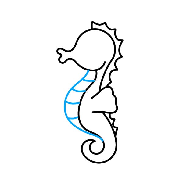 Hướng dẫn vẽ chú cá ngựa đơn giản và đẹp cho bé - Bước 4