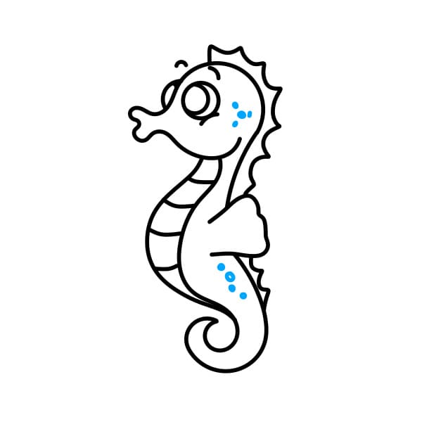 Hướng dẫn vẽ chú cá ngựa đơn giản và đẹp cho bé - Bước 6