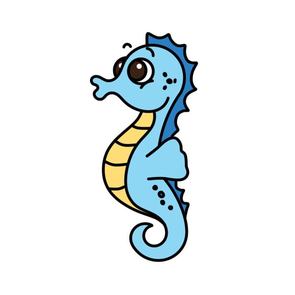 Hướng dẫn vẽ chú cá ngựa đơn giản và đẹp cho bé - Bước 7