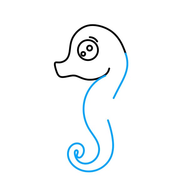 Hướng dẫn vẽ chú cá ngựa màu hồng - Bước 3