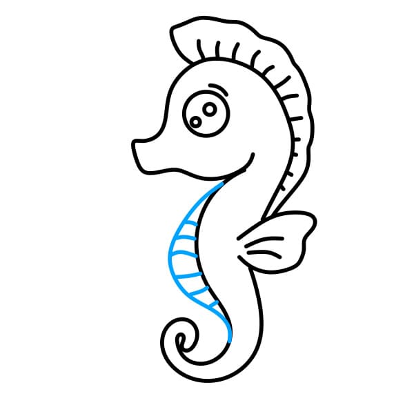 Hướng dẫn vẽ chú cá ngựa màu hồng - Bước 5