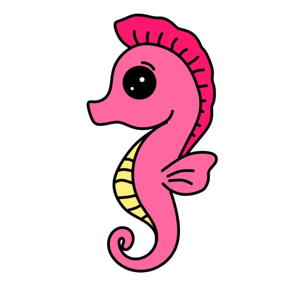 Hướng dẫn vẽ chú cá ngựa màu hồng - Bước 6