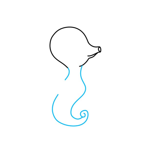 Hướng dẫn vẽ chú cá ngựa màu cam - Bước 3