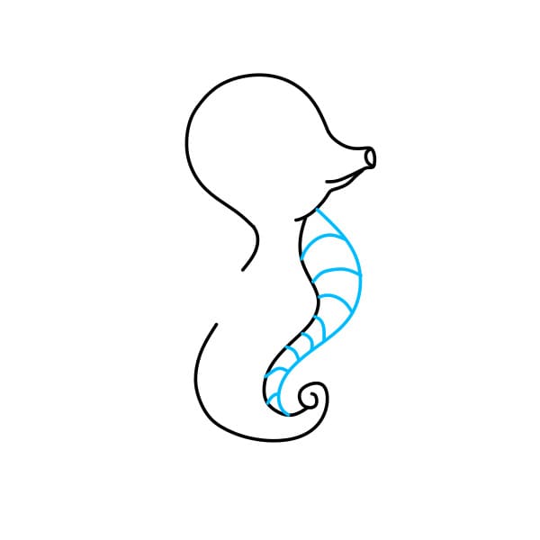 Hướng dẫn vẽ chú cá ngựa màu cam - Bước 4