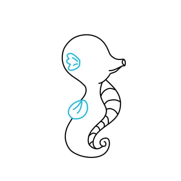 Hướng dẫn vẽ chú cá ngựa màu cam - Bước 5