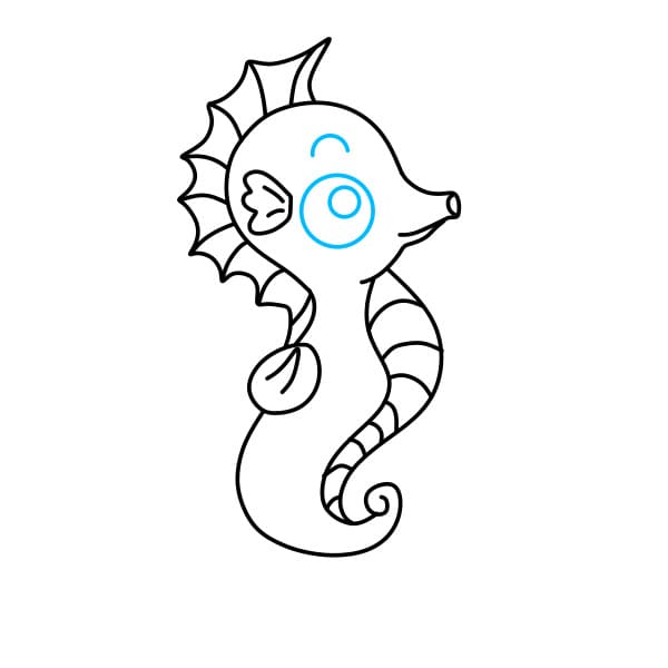 Hướng dẫn vẽ chú cá ngựa màu cam - Bước 6