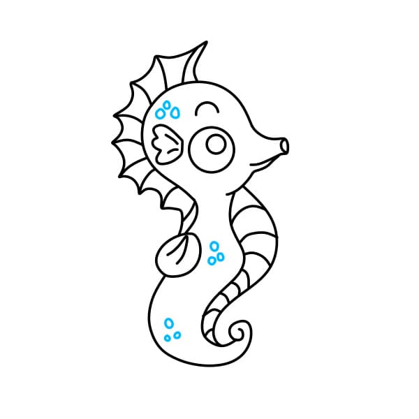 Hướng dẫn vẽ chú cá ngựa màu cam - Bước 7