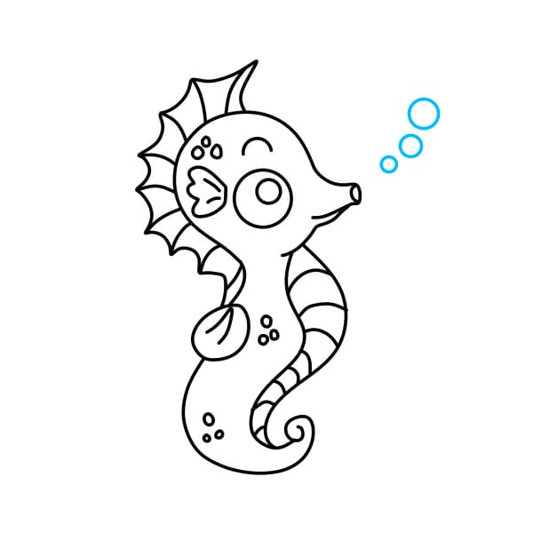 Hướng dẫn vẽ chú cá ngựa màu cam - Bước 8