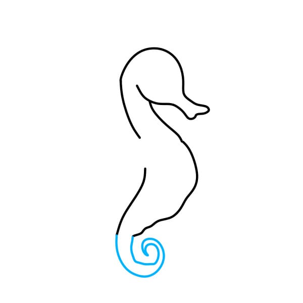 Hướng dẫn vẽ chú cá ngựa đơn giản và đẹp - Bước 4