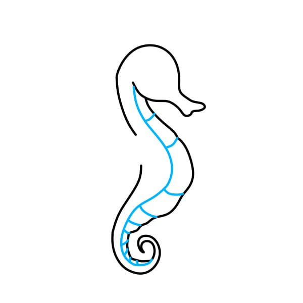 Hướng dẫn vẽ chú cá ngựa đơn giản và đẹp - Bước 5