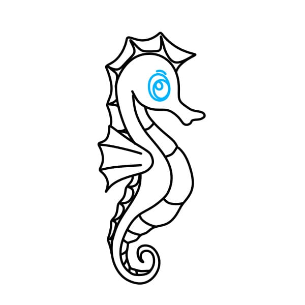 Hướng dẫn vẽ chú cá ngựa đơn giản và đẹp - Bước 7