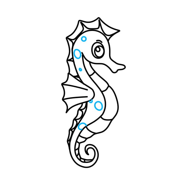 Hướng dẫn vẽ chú cá ngựa đơn giản và đẹp - Bước 8