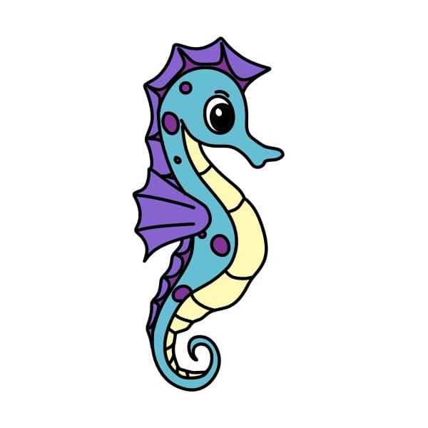 Hướng dẫn vẽ chú cá ngựa đơn giản và đẹp