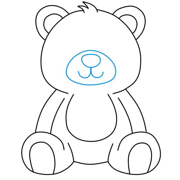 Hướng dẫn cách vẽ gấu bông chi tiết từng bước cho bé - Bước 6