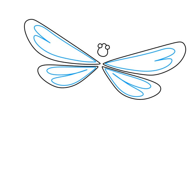 Hướng dẫn cách vẽ con chuồn chuồn đơn giản - Bước 3