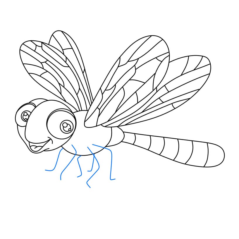 Hướng dẫn cách vẽ con chuồn chuồn chi tiết từng bước cho bé - Bước 6