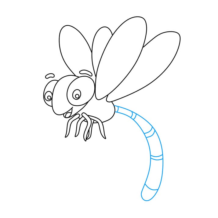 Hướng dẫn cách vẽ con chuồn chuồn đang bay - Bước 6