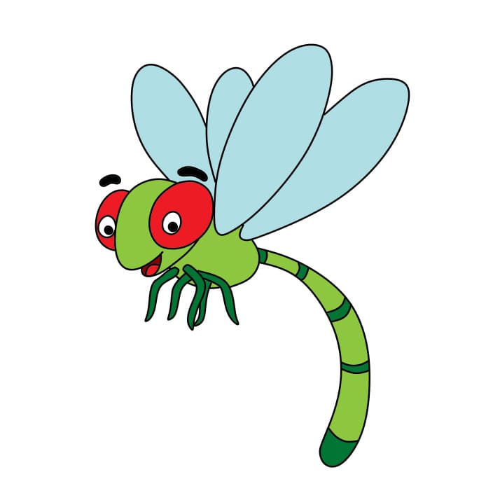 Hướng dẫn cách vẽ con chuồn chuồn đang bay - Bước 7