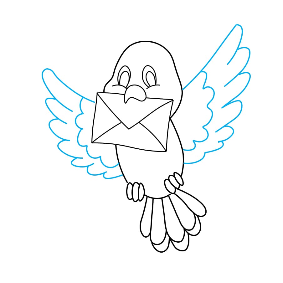 Hướng dẫn vẽ chim bồ câu: - Bước 7