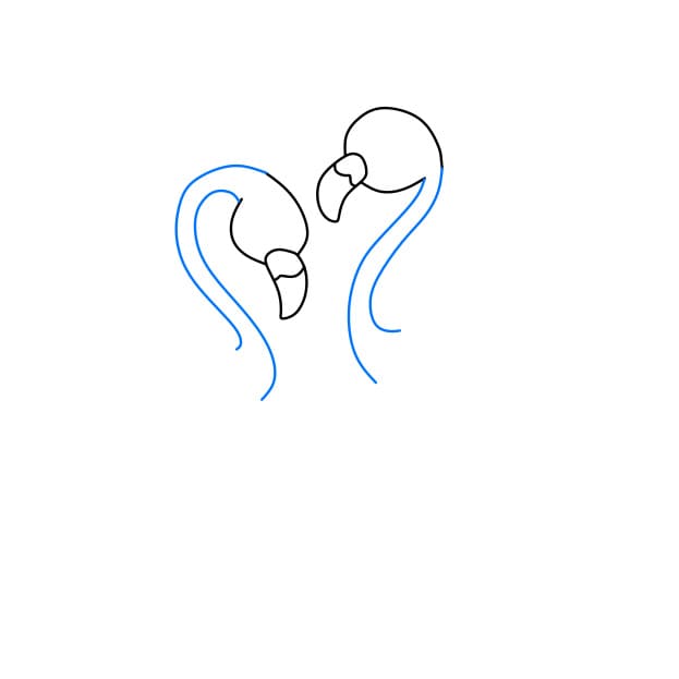 Hướng dẫn vẽ cặp đôi chim hồng hạc - Bước 3