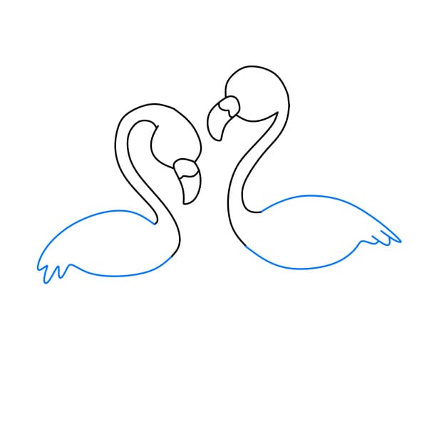 Hướng dẫn vẽ cặp đôi chim hồng hạc - Bước 4