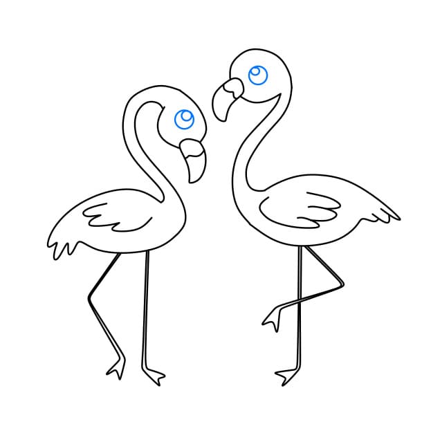 Hướng dẫn vẽ cặp đôi chim hồng hạc - Bước 7