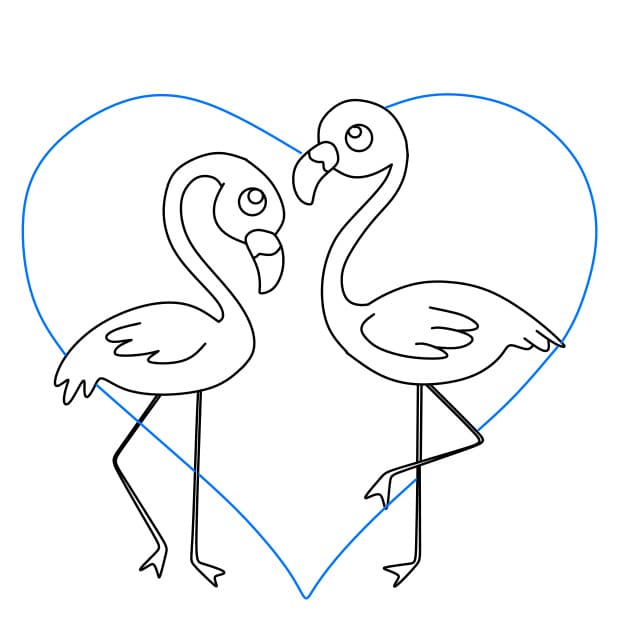 Hướng dẫn vẽ cặp đôi chim hồng hạc - Bước 8