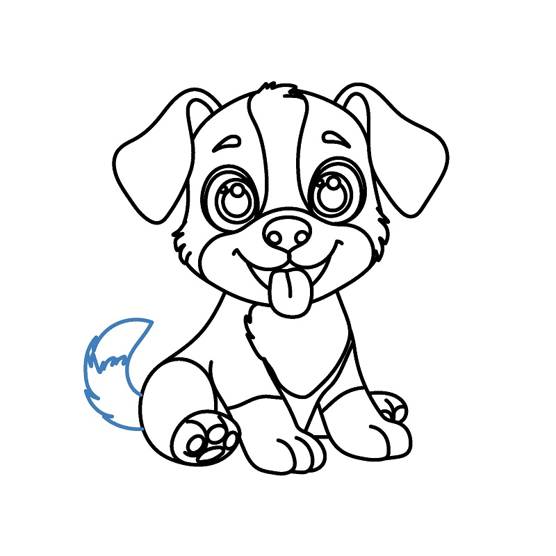 Hướng dẫn vẽ con chó con vui vẻ. - Bước 9