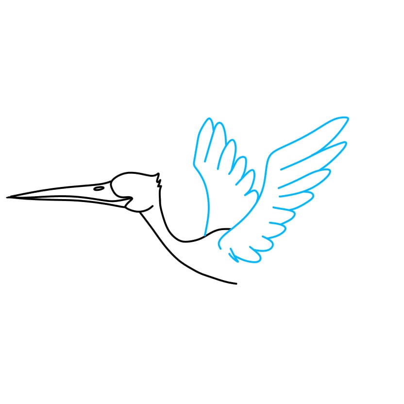 Hướng dẫn cách vẽ con cò đẹp và đơn giản cho bé - Bước 4