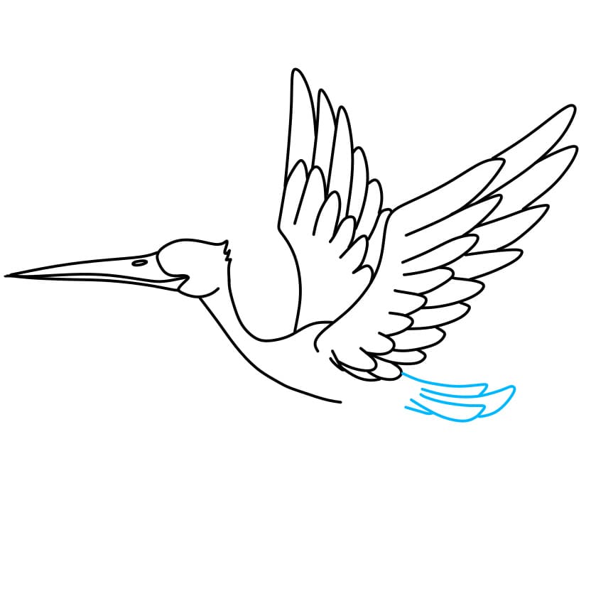 Hướng dẫn cách vẽ con cò đẹp và đơn giản cho bé - Bước 5