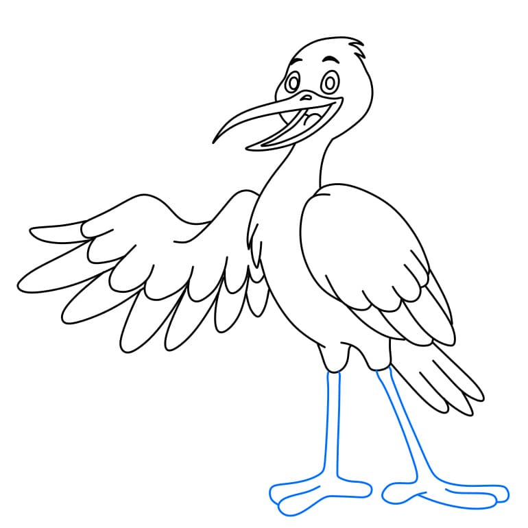 Hướng dẫn cách vẽ vẽ con cò đơn giản - Bước 6