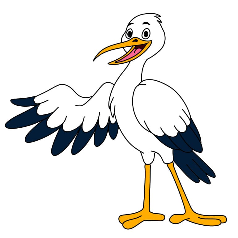 Hướng dẫn cách vẽ vẽ con cò đơn giản - Bước 7