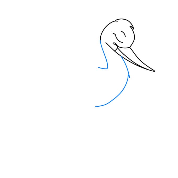 Hướng dẫn cách vẽ con cò chi tiết từng bước cho bé - Bước 3