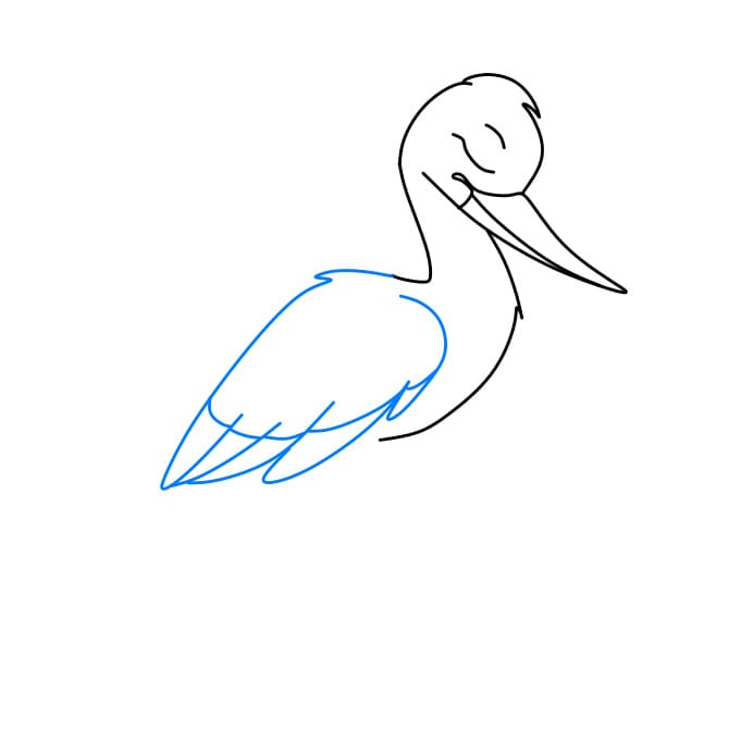 Hướng dẫn cách vẽ con cò chi tiết từng bước cho bé - Bước 4