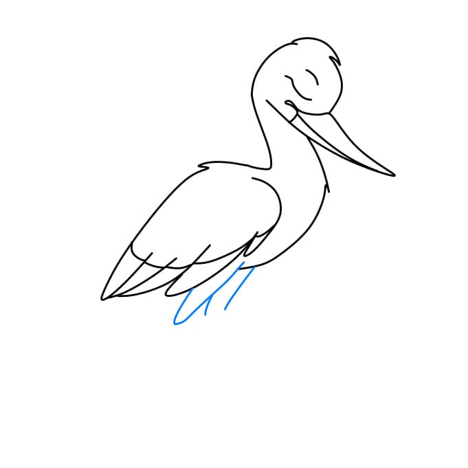 Hướng dẫn cách vẽ con cò chi tiết từng bước cho bé - Bước 5