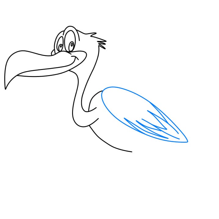 Hướng dẫn cách vẽ con cò đang đội mũ - Bước 4