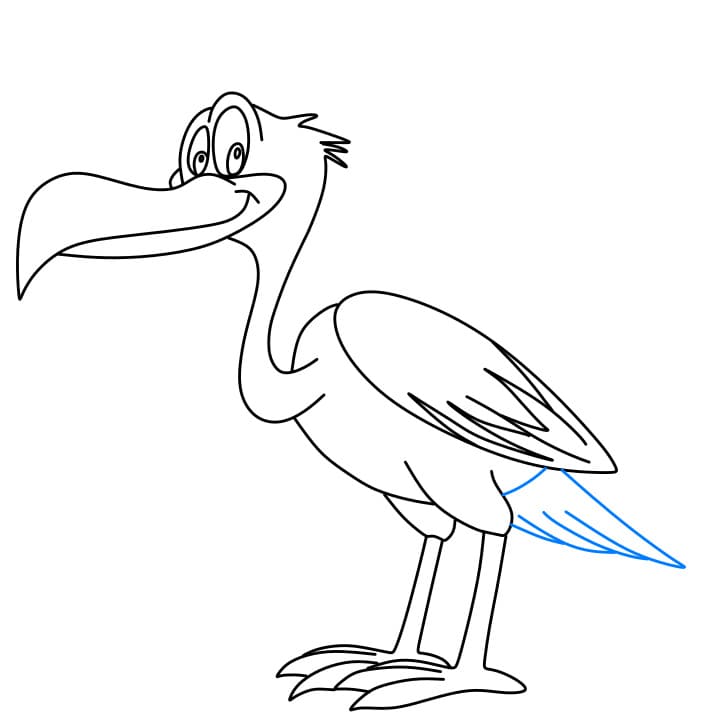 Hướng dẫn cách vẽ con cò đang đội mũ - Bước 6