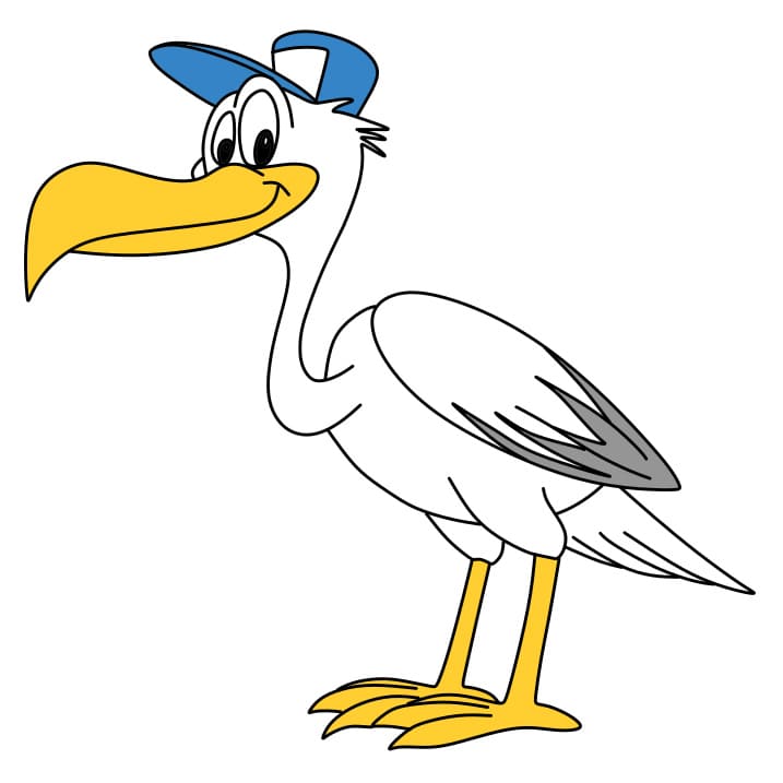 Hướng dẫn cách vẽ con cò đang đội mũ - Bước 8