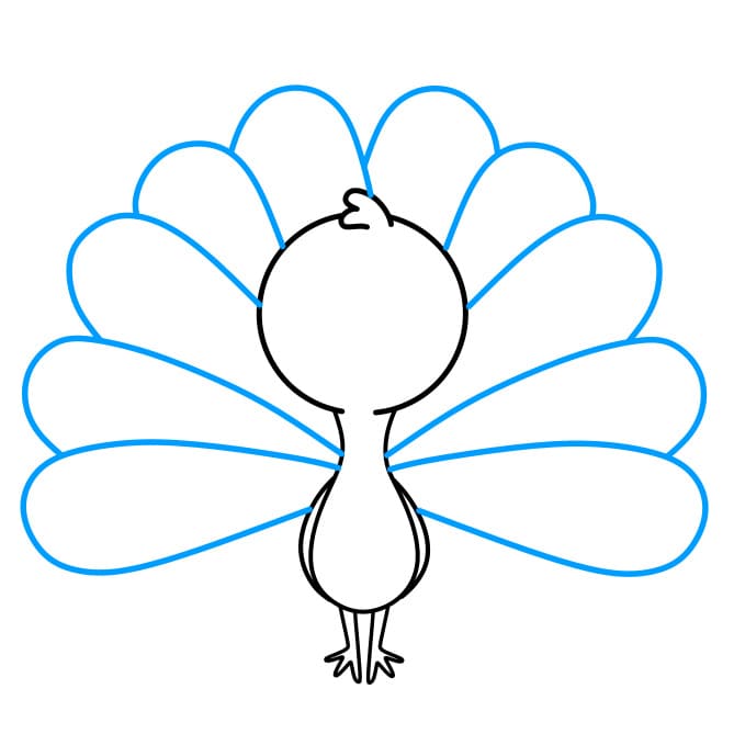 Hướng dẫn vẽ con công đơn giản và đẹp cho bé - Bước 5