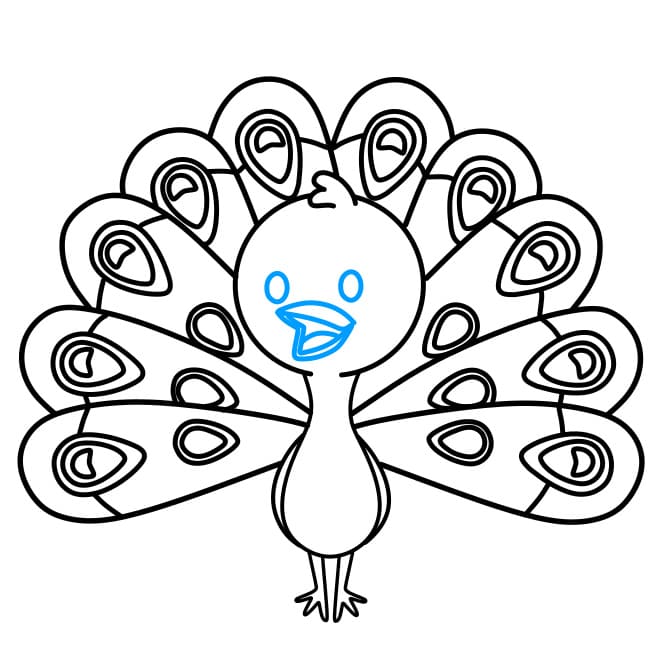 Hướng dẫn vẽ con công đơn giản và đẹp cho bé - Bước 6