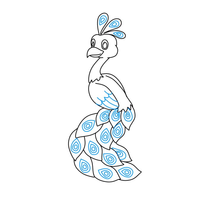 Hướng dẫn cách vẽ con công đơn giản và đẹp cho bé - Bước 9