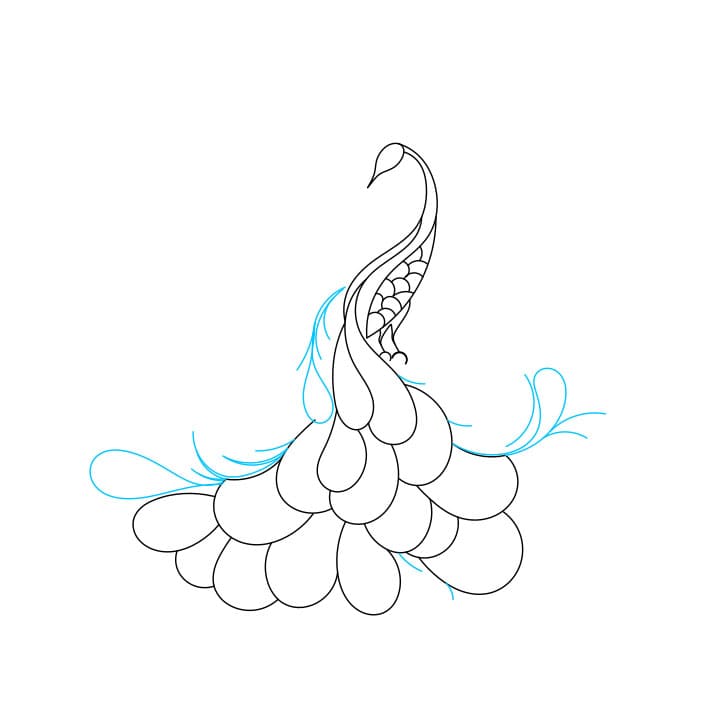 Hướng dẫn vẽ con công nghệ thuật và đẹp cho bé - Bước 6