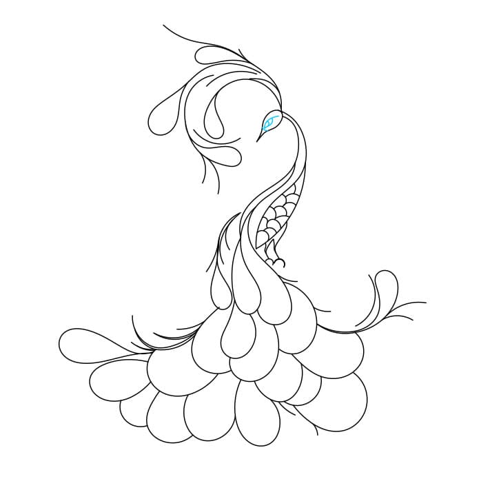 Hướng dẫn vẽ con công nghệ thuật và đẹp cho bé - Bước 8