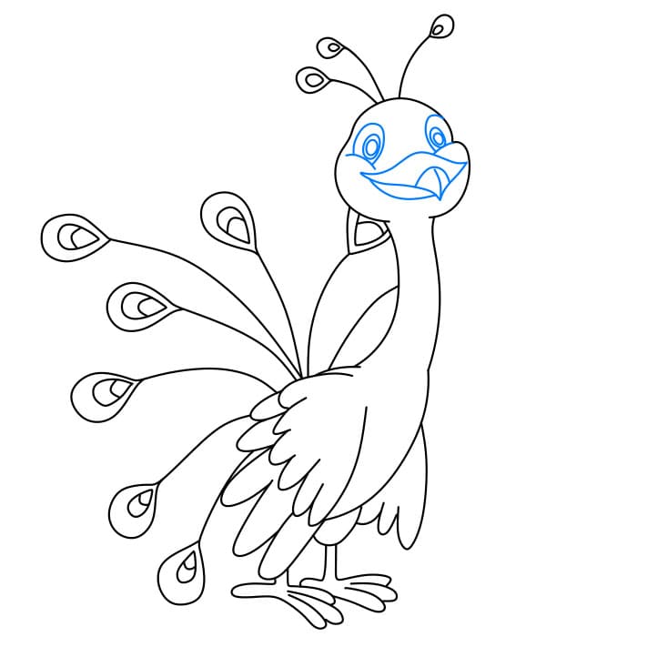 Hướng dẫn vẽ con công đơn giản và đẹp cho bé - Bước 7