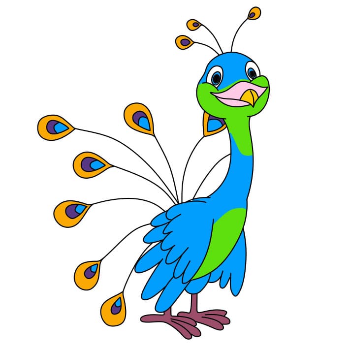 Hướng dẫn vẽ con công đơn giản và đẹp cho bé