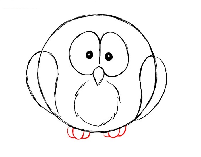 Hướng dẫn cách vẽ con cú đáng yêu và đẹp cho bé - Bước 4